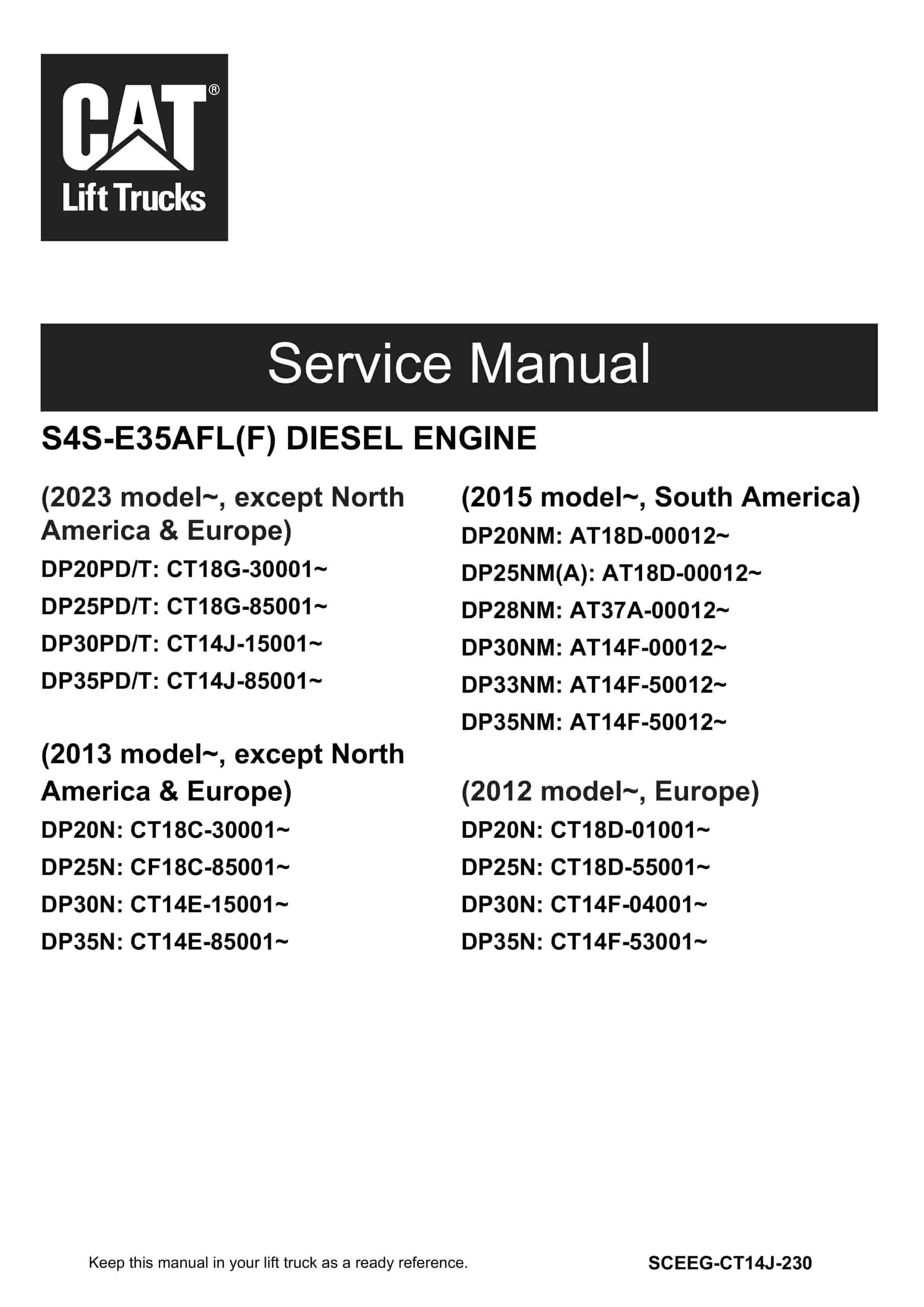 Caterpillar S4S-E35AFL(F) Diesel Engine Service Manual SCEEG-CT14J-230