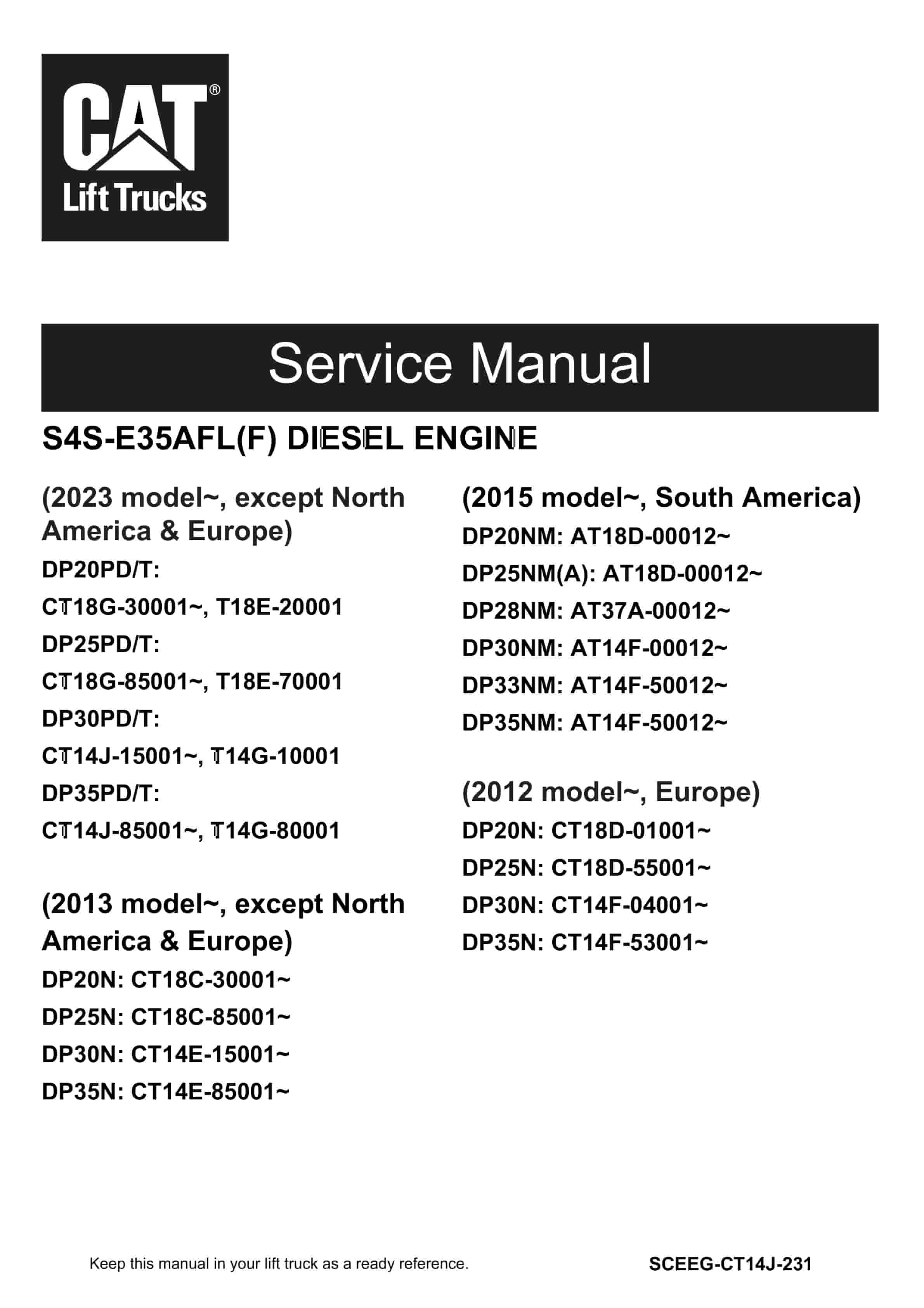 Caterpillar S4S-E35AFL(F) Diesel Engine Service Manual SCEEG-CT14J-231