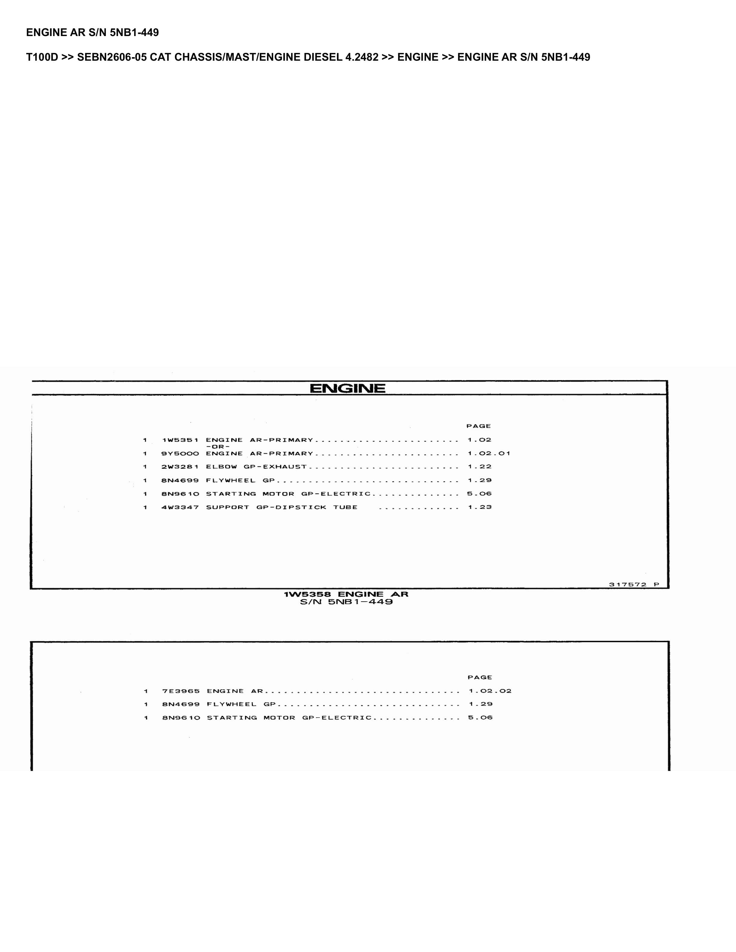 Caterpillar T100D Parts Manual SEBN2606-05