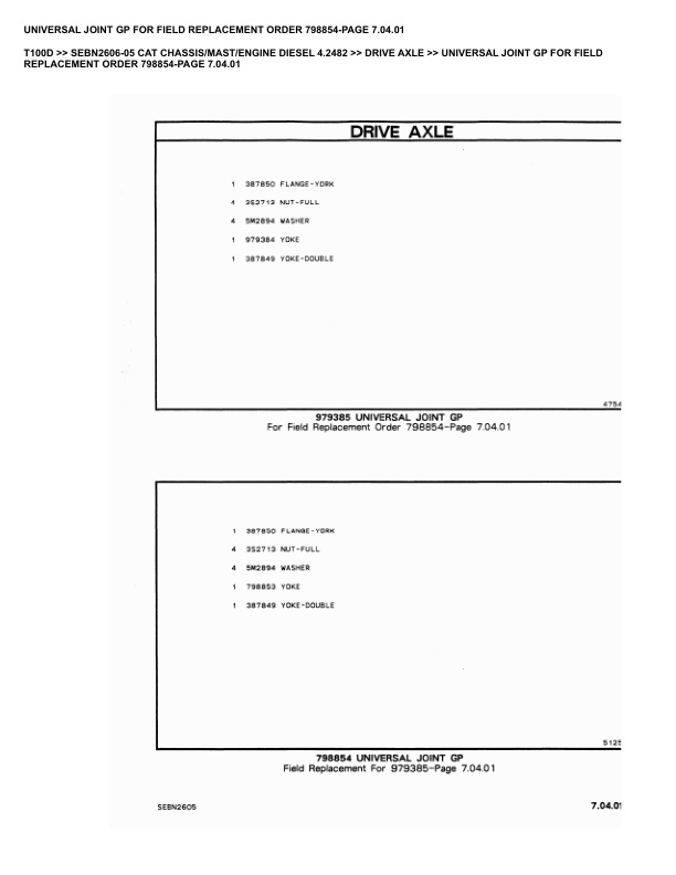 Alternative view of Caterpillar T100D Parts Manual SEBN2606-05