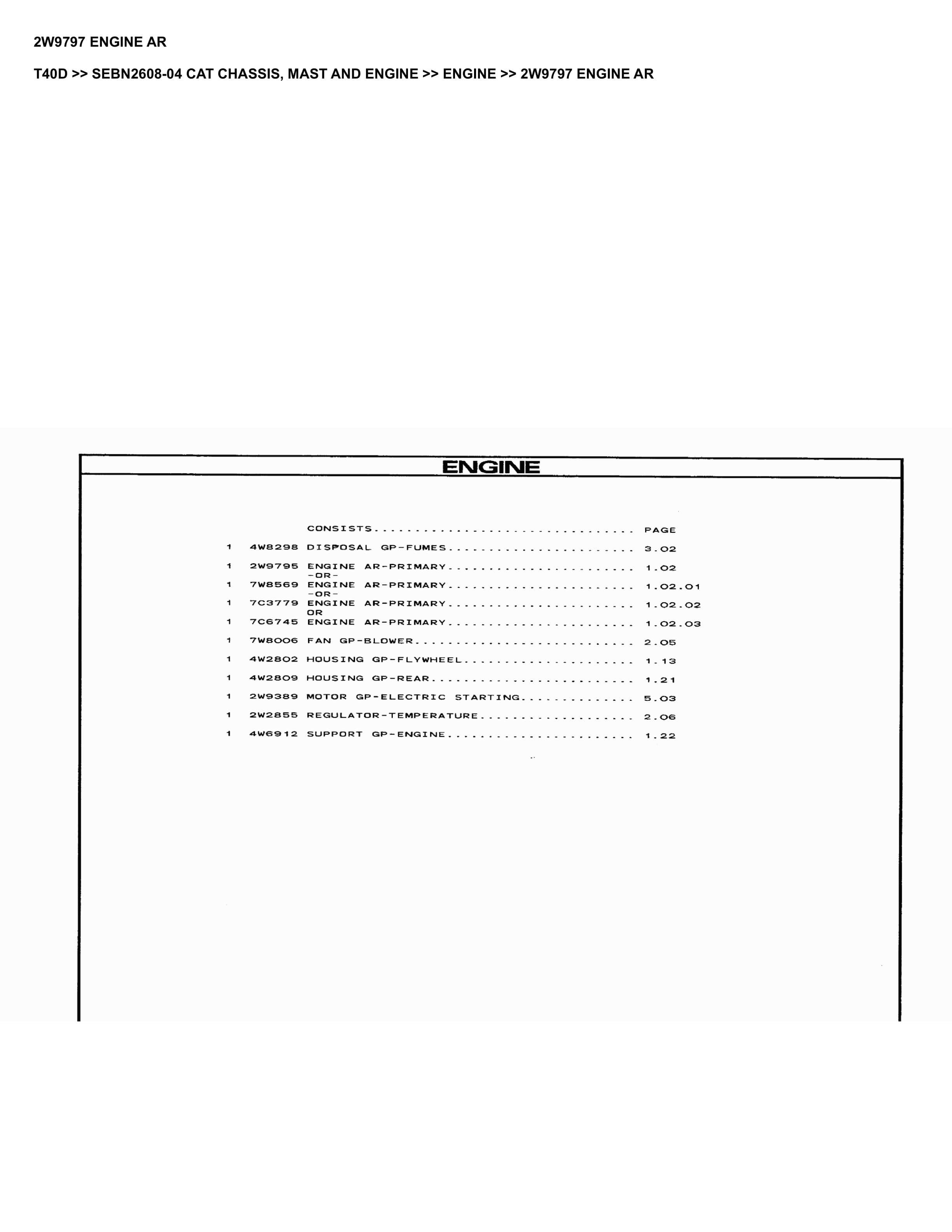 Caterpillar T40D Parts Manual SEBN2608-04