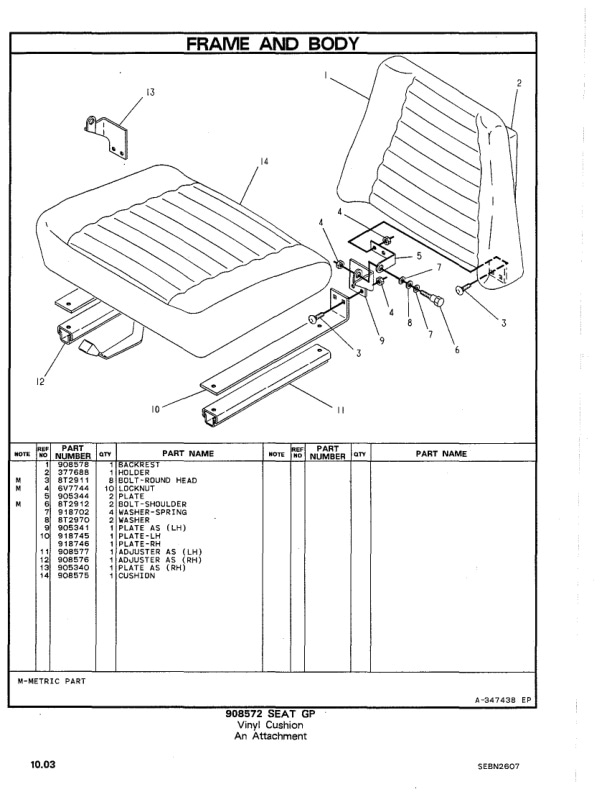 Caterpillar T40D, T50D, TC60D Lift Trucks Parts Manual SEBN2607-04-2