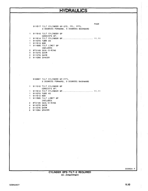 Caterpillar T40D, T50D, TC60D Lift Trucks Parts Manual SEBN2607-04-3