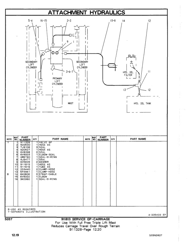 Caterpillar T40D, T50D, TC60D Lift Trucks Parts Manual SEBN2607-04-4