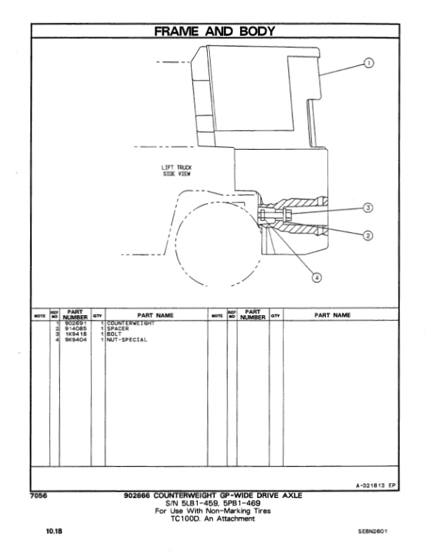 Caterpillar T60D, T70D, T80D, T90D, TC100D Lift Trucks Parts Manual SEBN2601-05-3