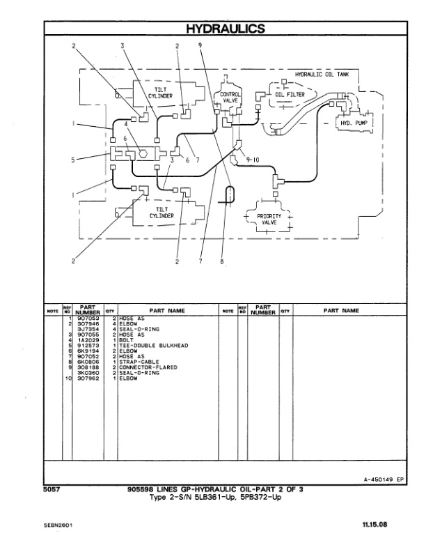 Caterpillar T60D, T70D, T80D, T90D, TC100D Lift Trucks Parts Manual SEBN2601-05-4