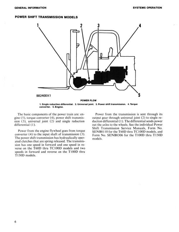 Caterpillar T60D to T150D Lift Trucks Power Train Specifications Systems Operation Testing and Adjusting SENB8283 5 Caterpillar T60D to T150D Lift Trucks Power Train Specifications Systems Operation Testing and Adjusting SENB8283-5