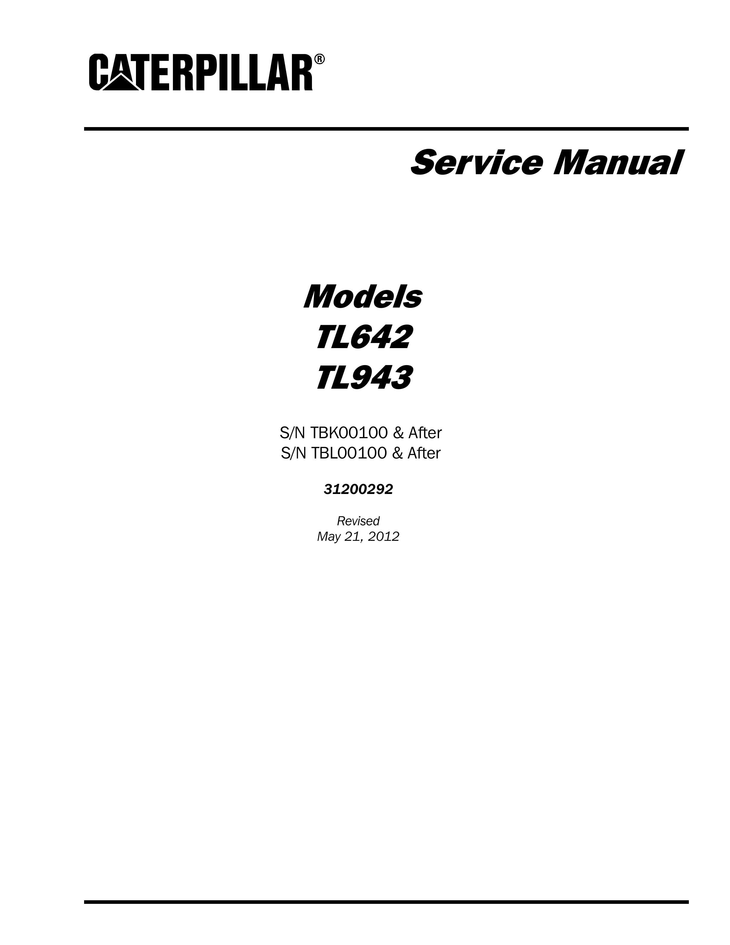 Caterpillar TL642, TL943 Service Manual 31200292