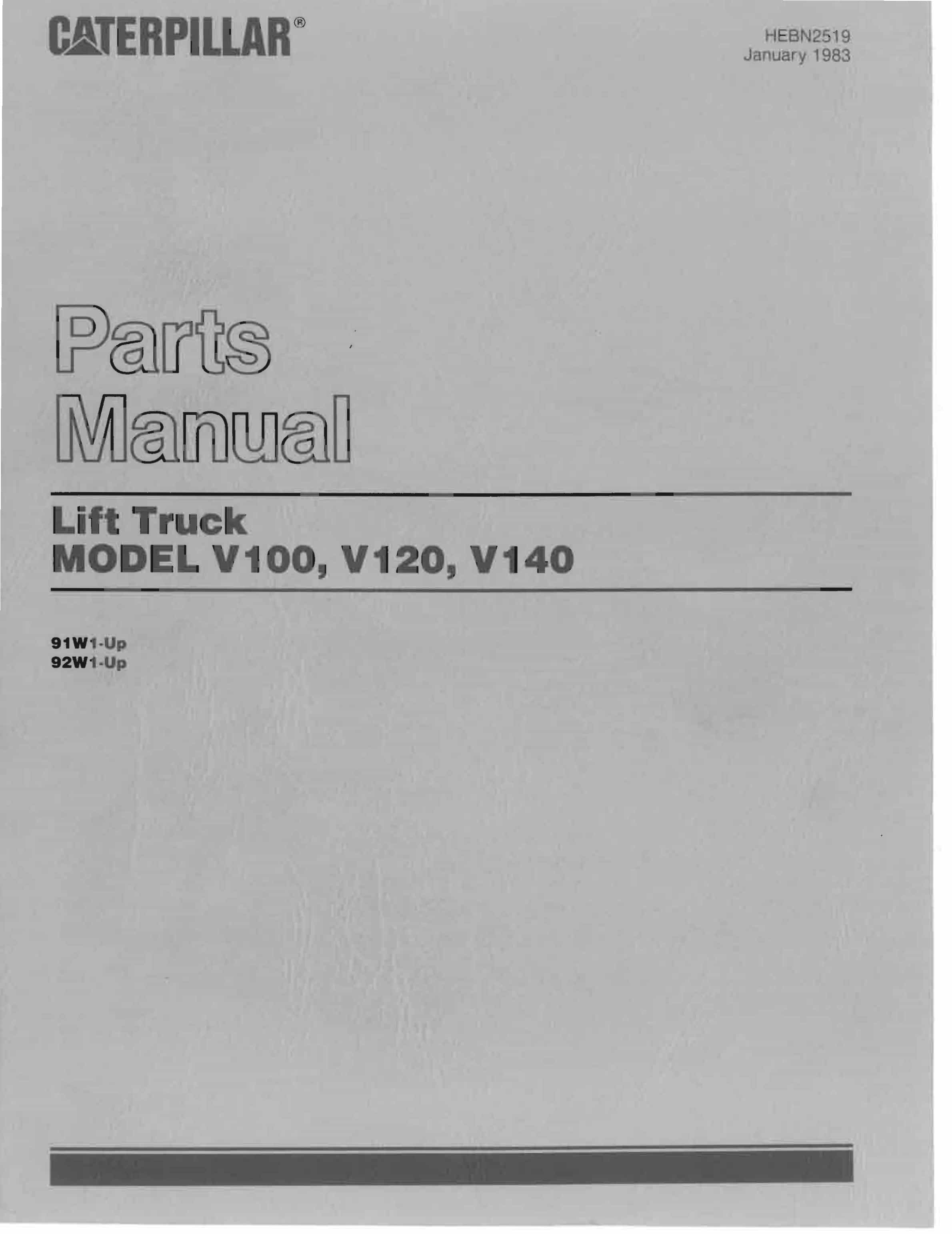 Caterpillar V100, V120, V140 Lift Truck Parts Manual HEBN2519