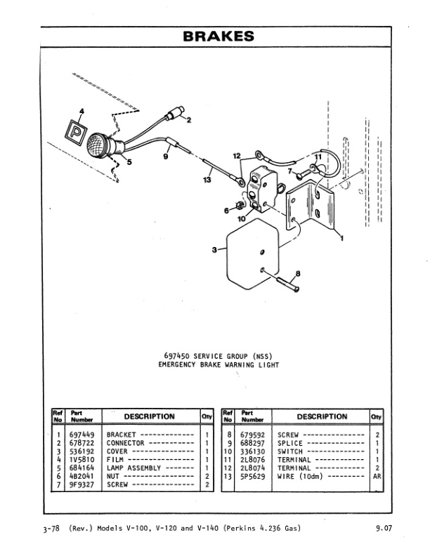 Caterpillar V100, V120, V140 Lift Trucks Parts Manual SEBN3004-01-2
