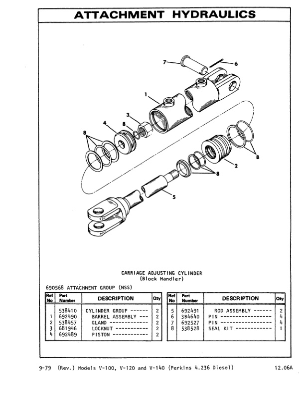 Caterpillar V100, V120, V140 Lift Trucks Parts Manual UEC0639S-4