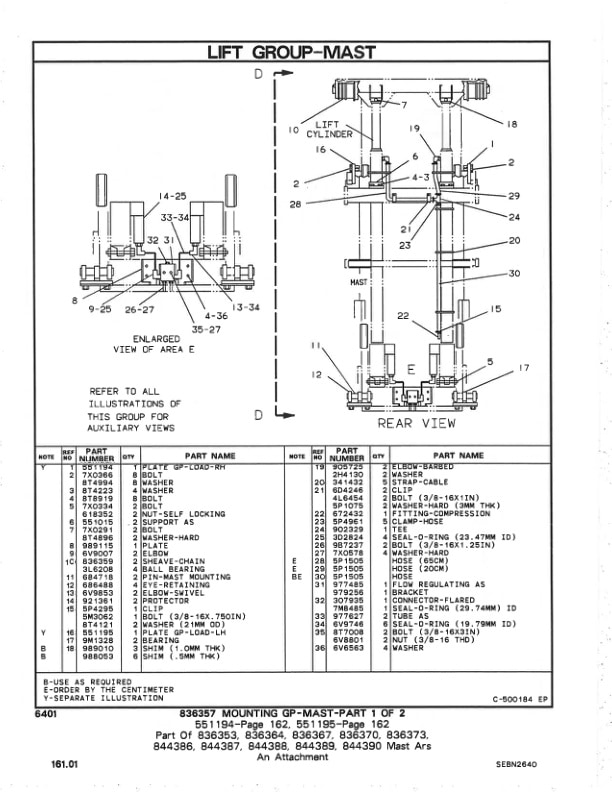 Caterpillar V110, V130, V150 Lift Trucks Parts Manual SEBN2640-4