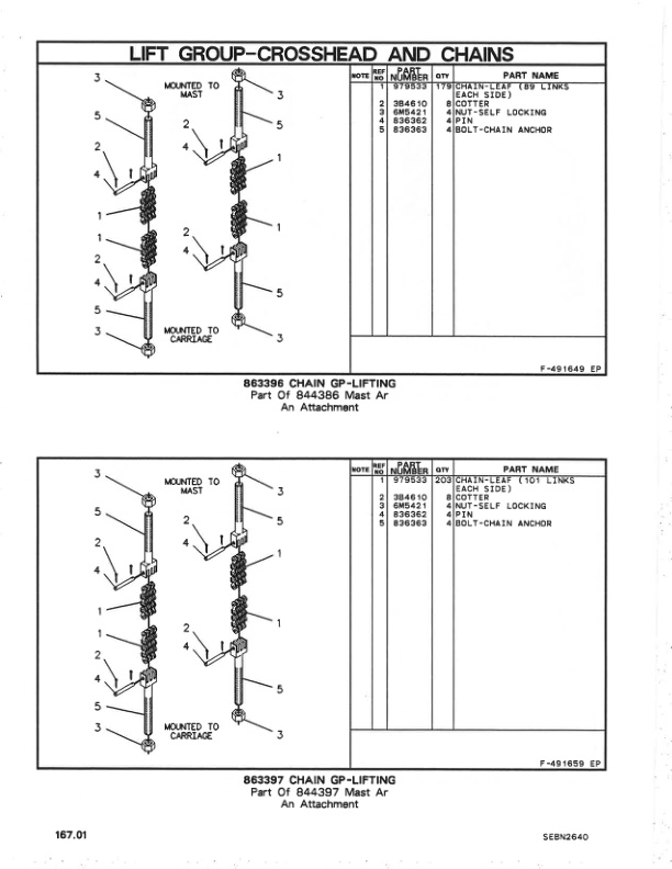 Caterpillar V110, V130, V150 Lift Trucks Parts Manual SEBN2640-5