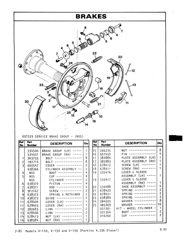 Caterpillar V110, V130, V150 Lift Trucks Parts Manual SEBN3020-2