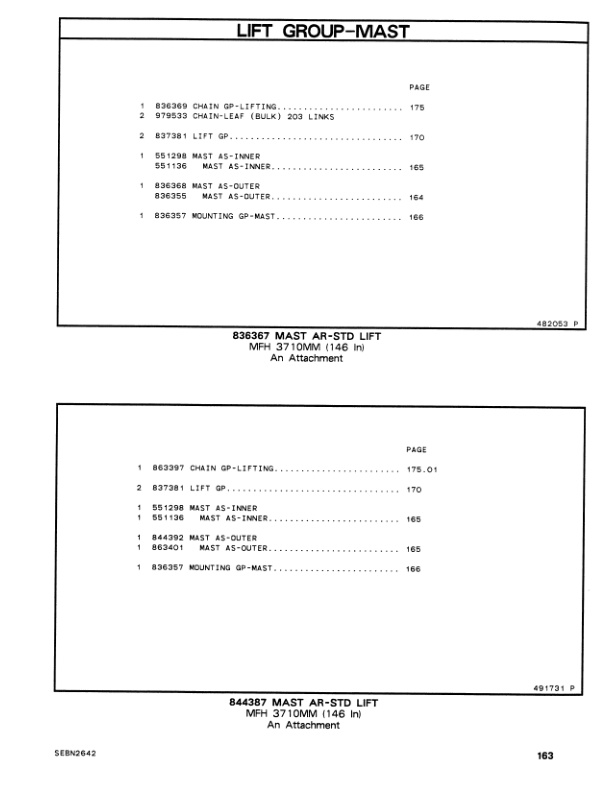 Caterpillar V110B, V130B, V150B Lift Trucks Parts Manual SEBN2642-4