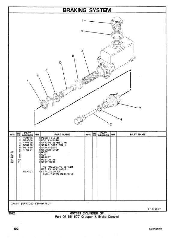 Caterpillar V110B, V130B, V155B Lift Trucks Parts Manual SEBN2649-2