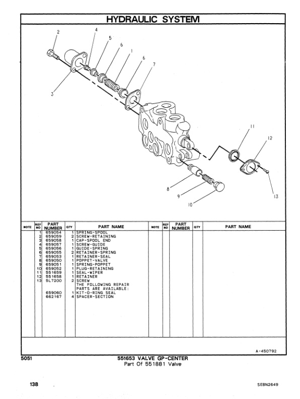 Caterpillar V110B, V130B, V155B Lift Trucks Parts Manual SEBN2649-3