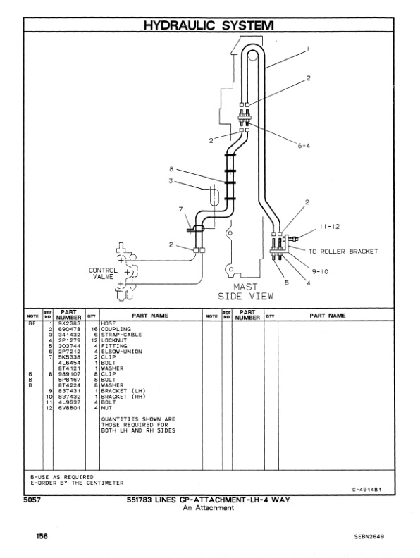 Caterpillar V110B, V130B, V155B Lift Trucks Parts Manual SEBN2649-4