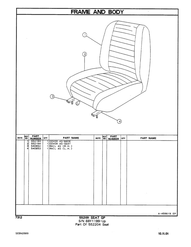 Caterpillar V160B, V180B, V200B Lift Trucks Parts Manual SEBN2589-04-3
