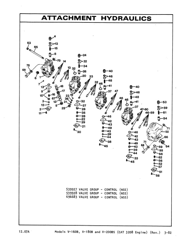Caterpillar V160B, V180B, V200BS Lift Trucks Parts Manual SEBN3008-4
