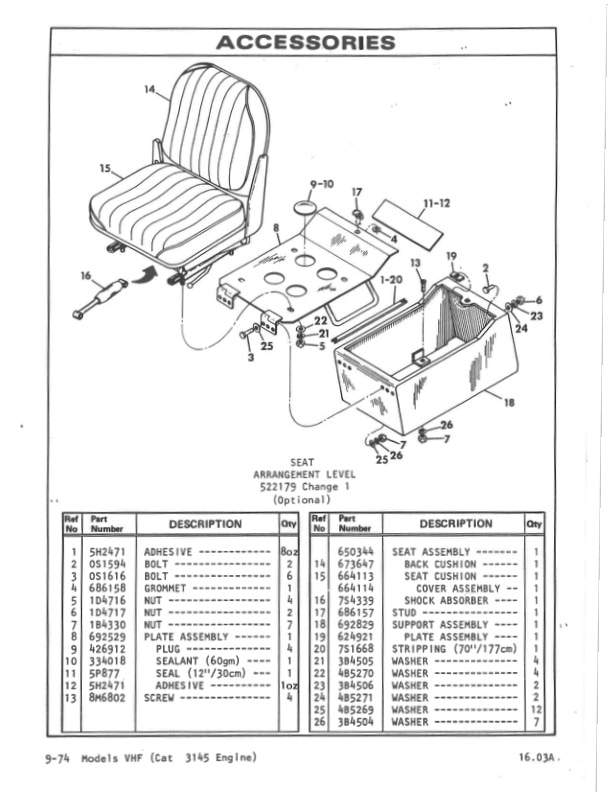 Caterpillar V160HF, V180HF, V200HF, V225HF Lift Truck Parts Manual UEC0644S-5