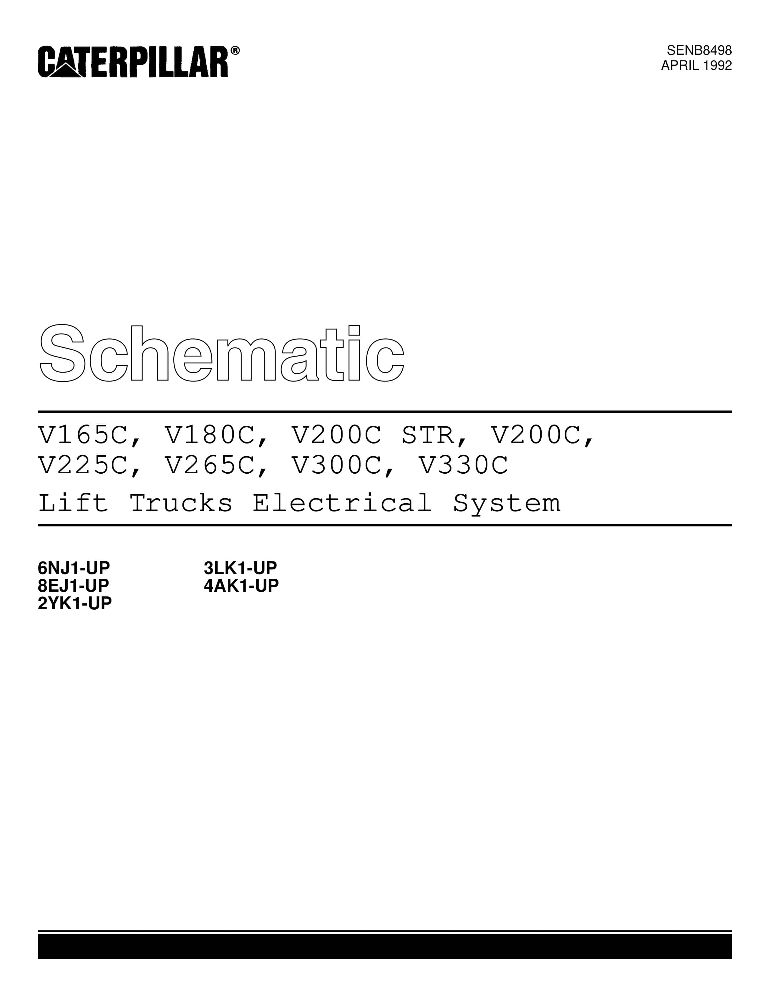 Caterpillar V165C to V330C Lift Trucks Electrical System Schematic SENB8498