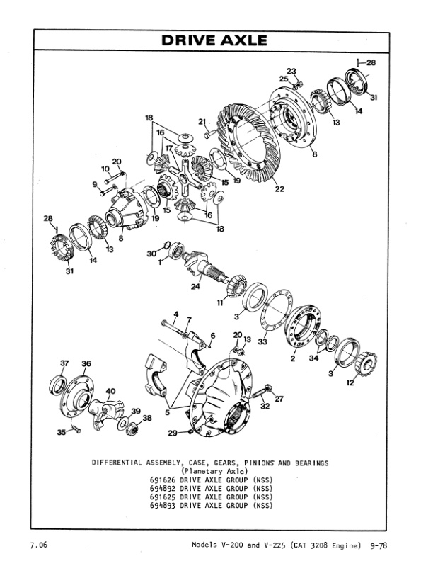 Caterpillar V200, V225 Lift Trucks Parts Manual SEBN3006-2