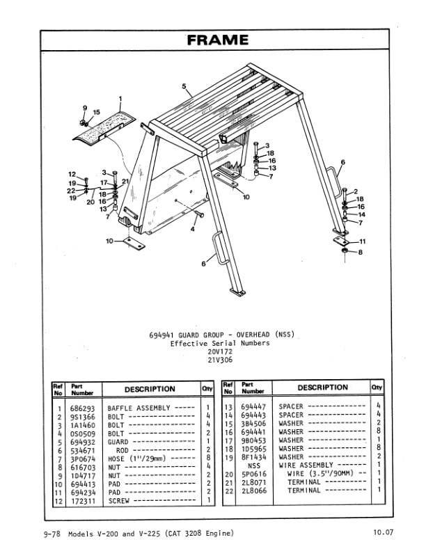 Caterpillar V200, V225 Lift Trucks Parts Manual SEBN3006-3