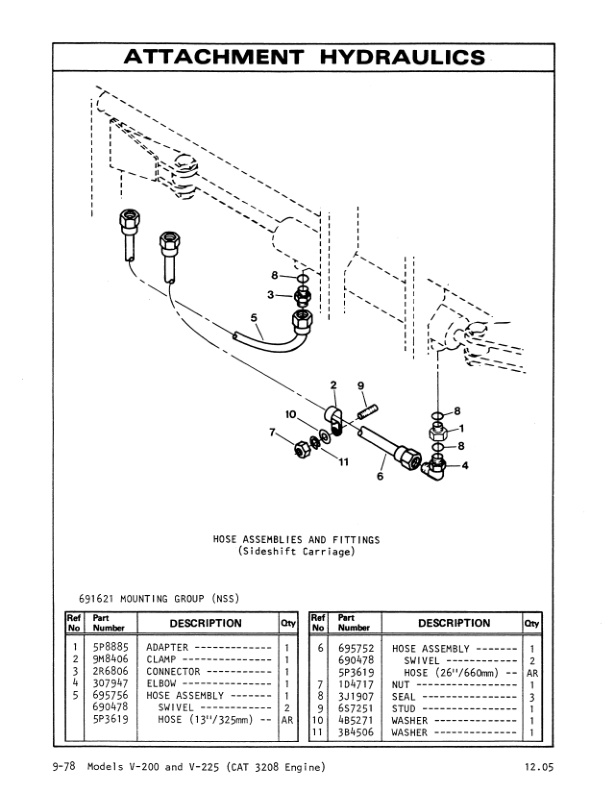 Caterpillar V200, V225 Lift Trucks Parts Manual SEBN3006-4
