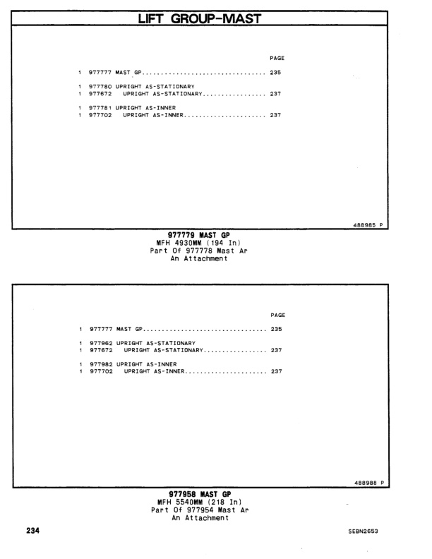 Caterpillar V200B, V225B Lift Trucks Powershift Parts Manual SEBN2653-02-5