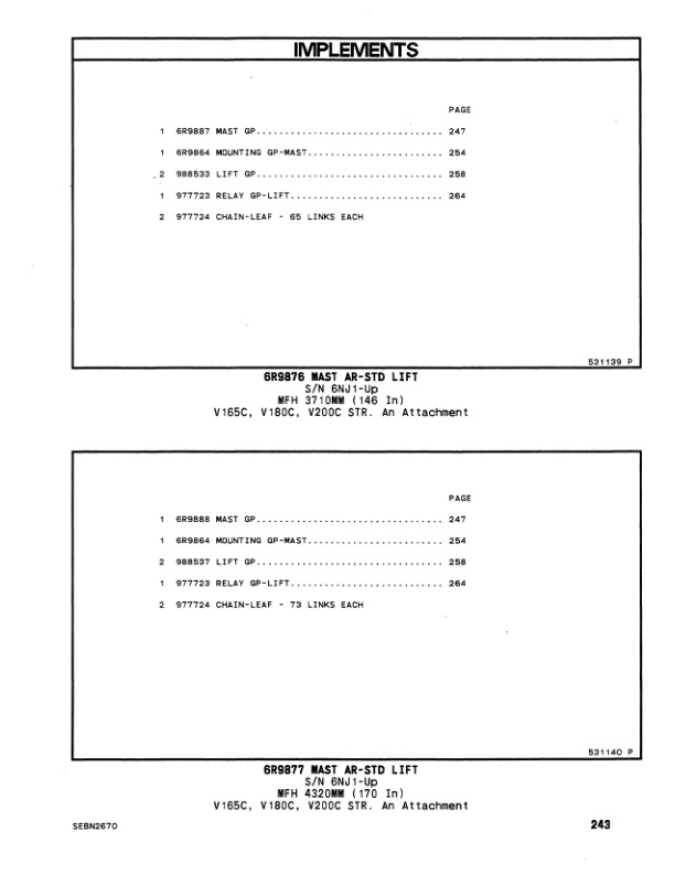 Caterpillar V2165C, V180C, V200C, V200C STR, V225C Lift Trucks Powershift Parts Manual SEBN2670-5
