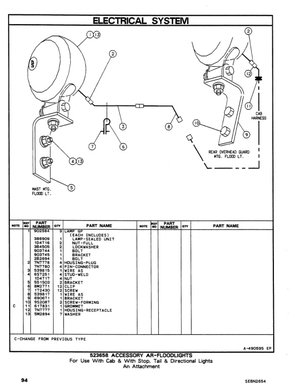 Caterpillar V250B, V300B, V330B Lift Trucks Parts Manual SEBN2654-01-4