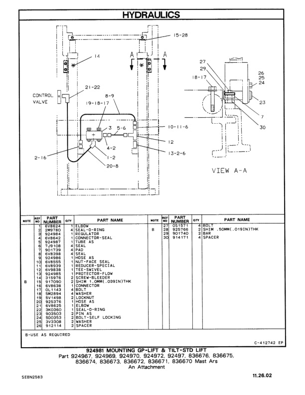 Caterpillar V25D, V30D, V35D, VC40D Lift Trucks Parts Manual SEBN2583-3