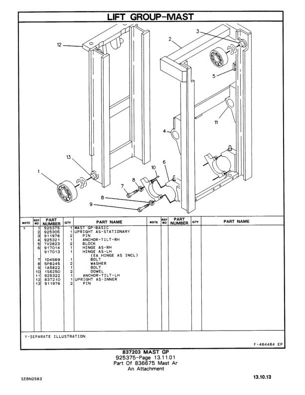 Caterpillar V25D, V30D, V35D, VC40D Lift Trucks Parts Manual SEBN2583-5