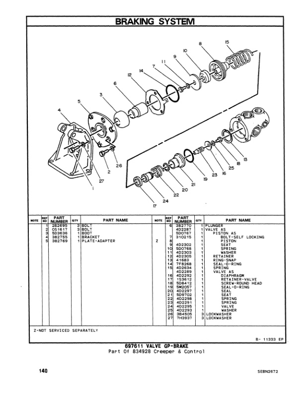 Caterpillar V265C, V300C, V330C Lift Trucks Powershift Parts Manual SEBN2672-2