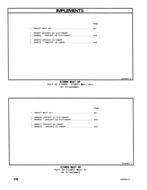 Caterpillar V265C, V300C, V330C Lift Trucks Powershift Parts Manual SEBN2672-5