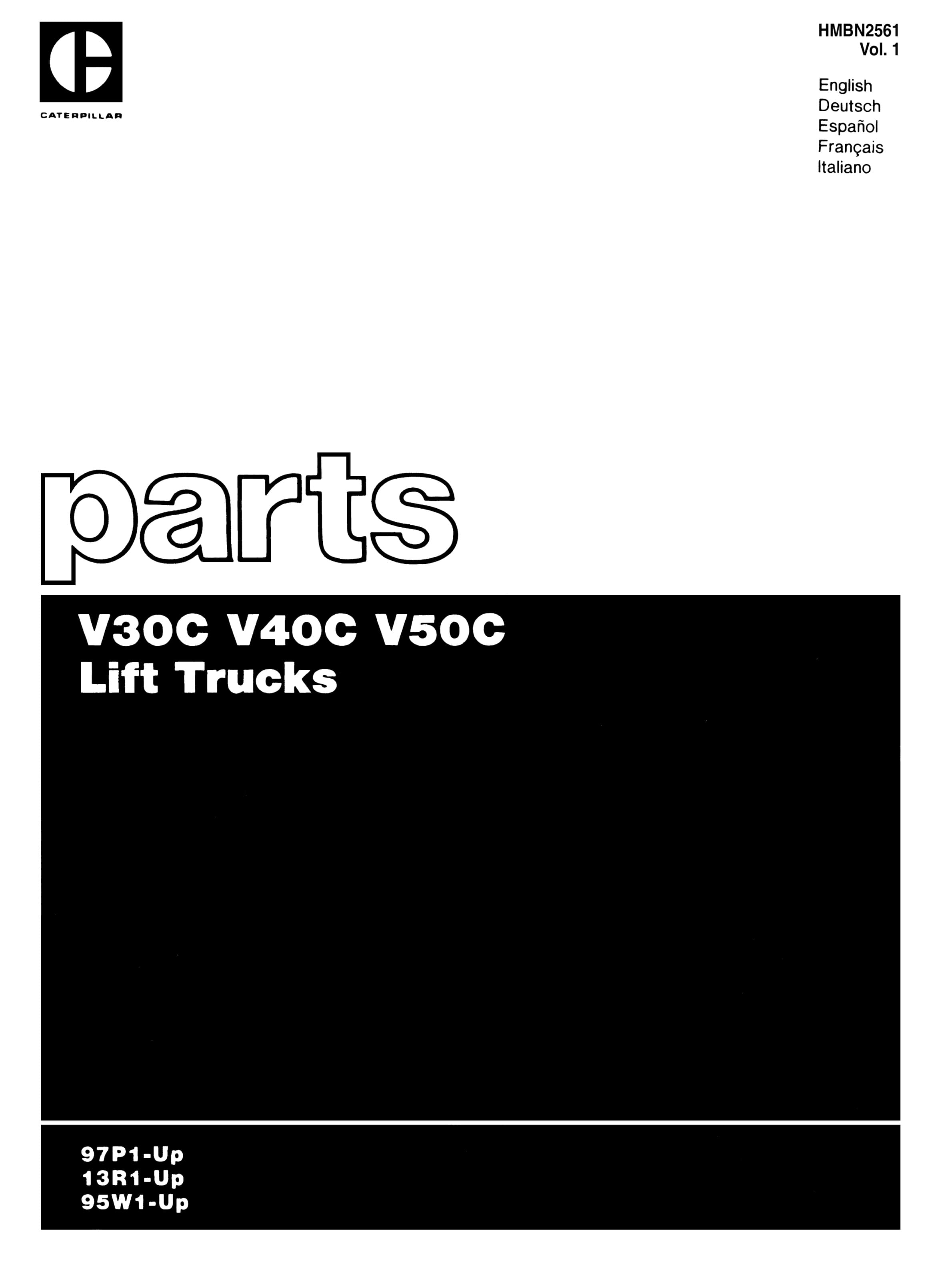 Caterpillar V30C, V40C, V50C Lift Truck Parts Manual HMBN2561