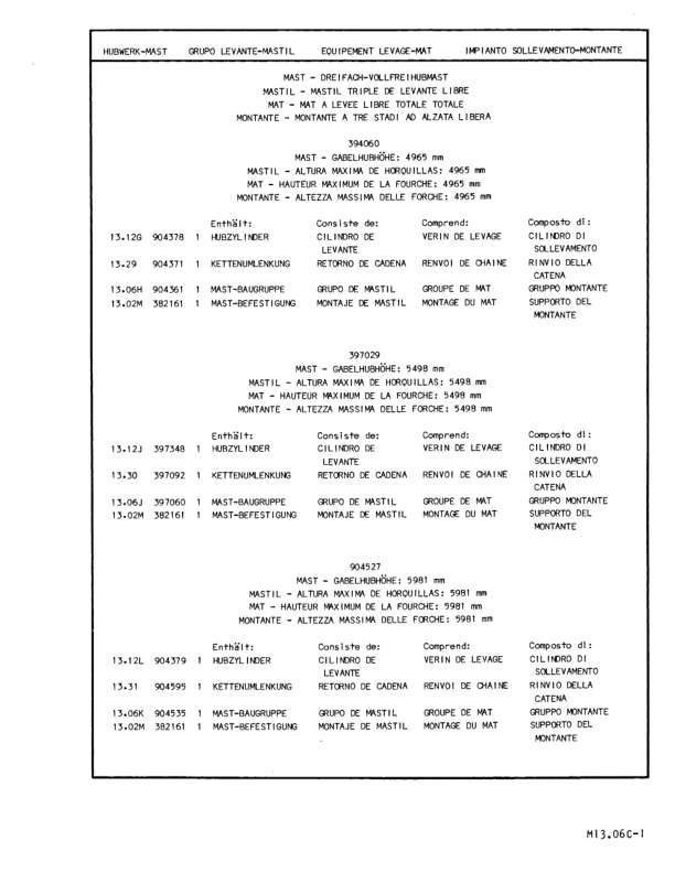 Caterpillar V30C, V40C, V50C Lift Truck Parts Manual HMBN2561-5