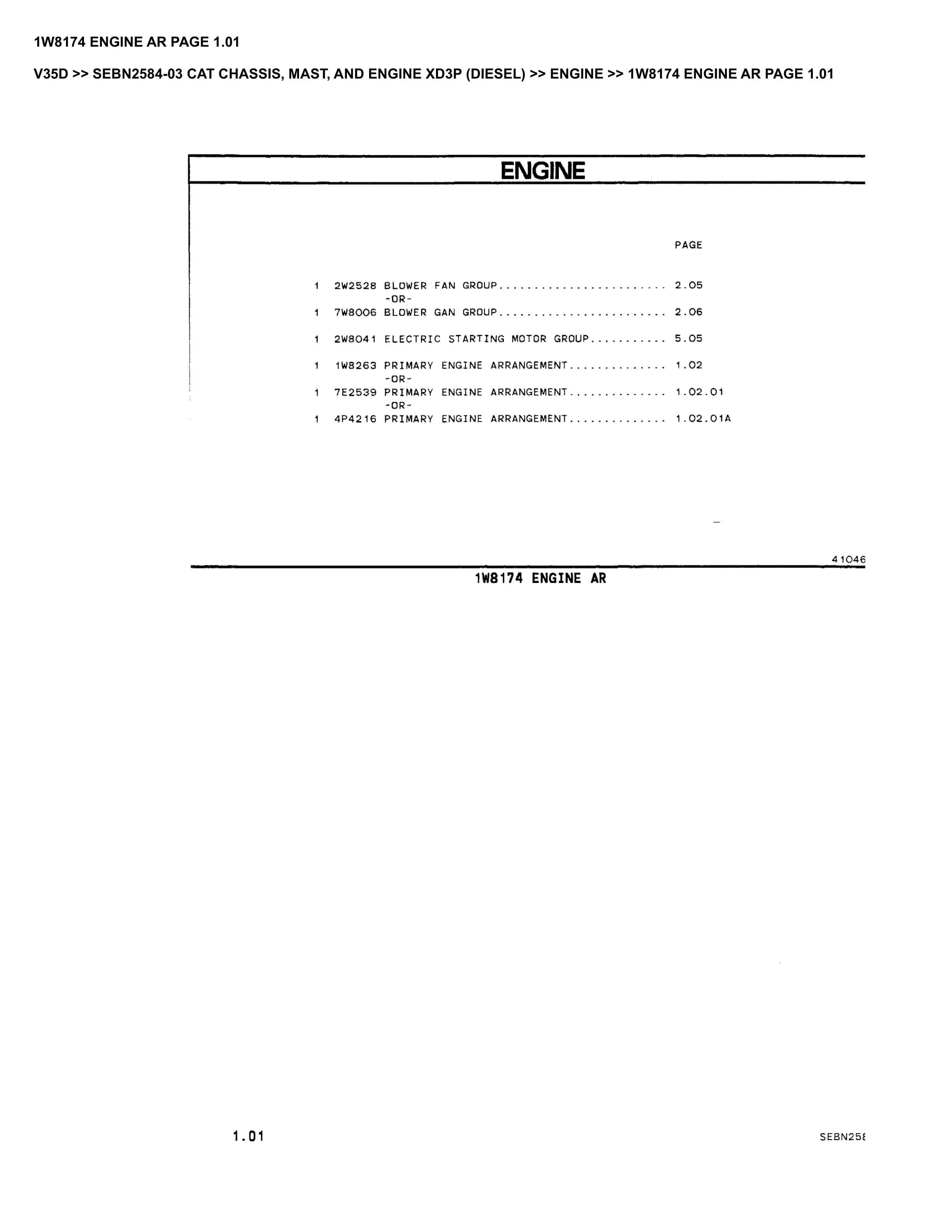 Caterpillar V35D Parts Manual SEBN2584-03