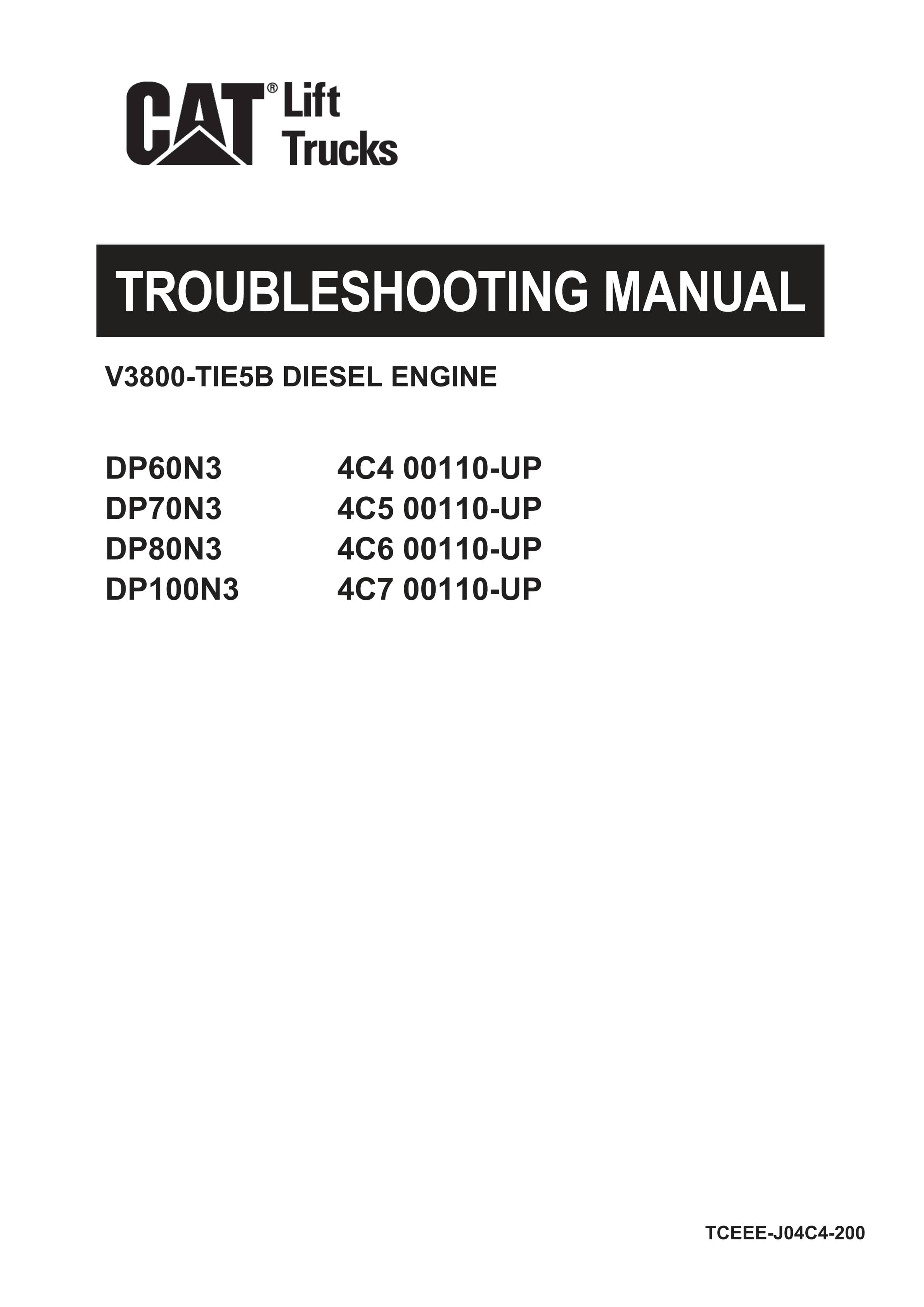Caterpillar V3800-Tie5B Diesel Engine Troubleshooting Manual TCEEE-J04C4-200