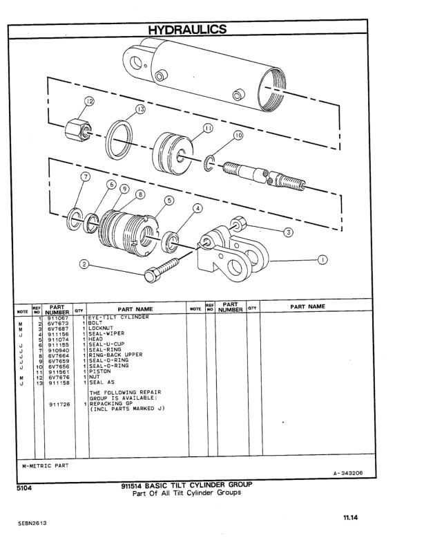 Caterpillar V40D, V50D, VC60D Lift Trucks Parts Manual SEBN2613-02-3