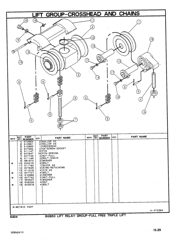 Caterpillar V40D, V50D, VC60D Lift Trucks Parts Manual SEBN2613-02-5