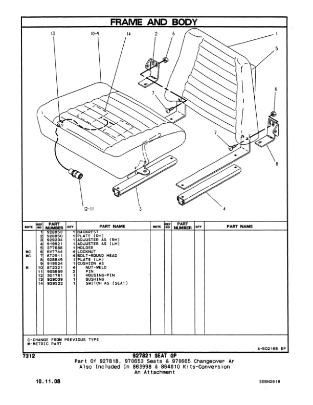 Caterpillar V40DSA, V50DSA, VC60DSA Lift Trucks Parts Manual SEBN2618-04-2
