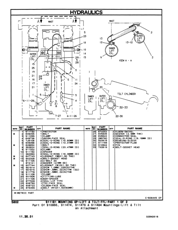 Caterpillar V40DSA, V50DSA, VC60DSA Lift Trucks Parts Manual SEBN2618-04-4