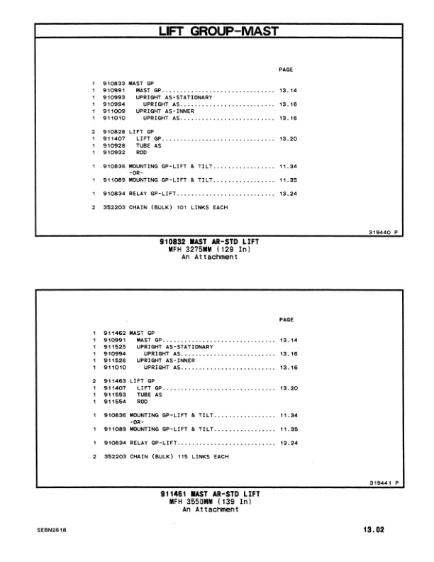 Caterpillar V40DSA, V50DSA, VC60DSA Lift Trucks Parts Manual SEBN2618-04-5