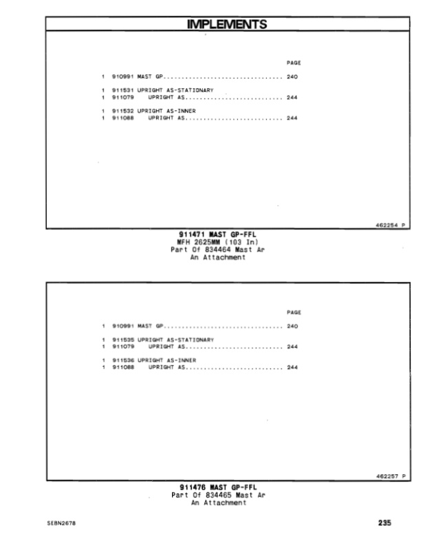 Caterpillar V40E, V50E Lift Trucks Parts Manual SEBN2678-5