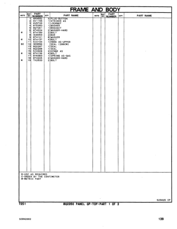 Caterpillar V40E, V50E VC60E Lift Trucks Parts Manual SEBN2682-2