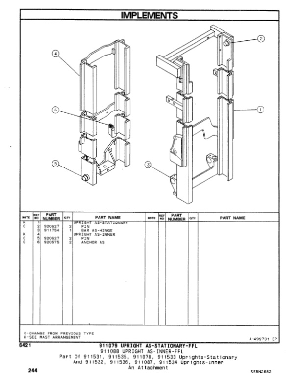 Caterpillar V40E, V50E VC60E Lift Trucks Parts Manual SEBN2682-5