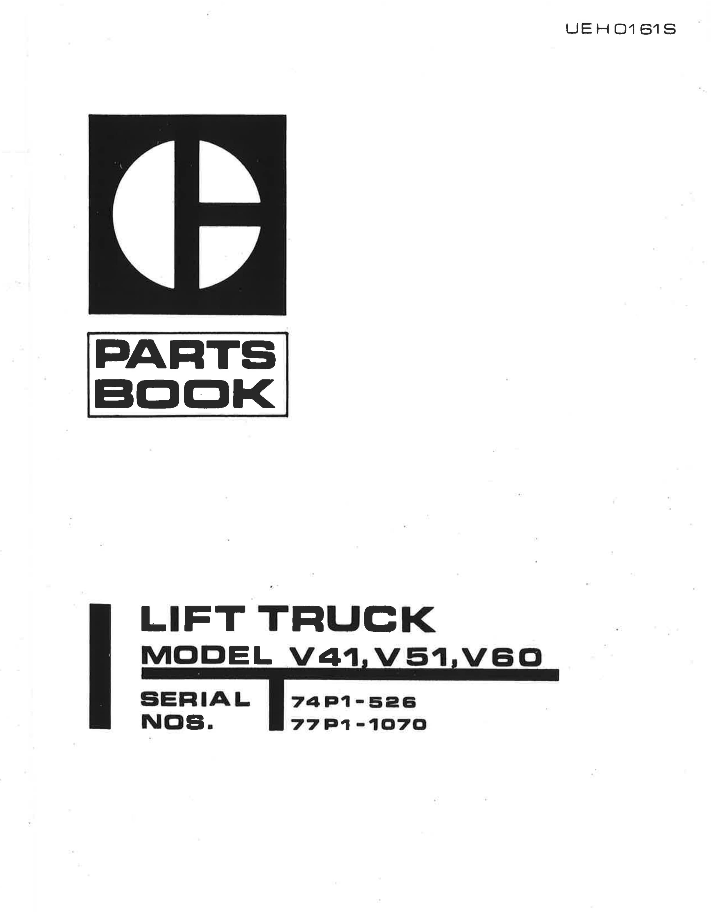 Caterpillar V41, V51, V60 Lift Trucks Parts Book UEH0161S