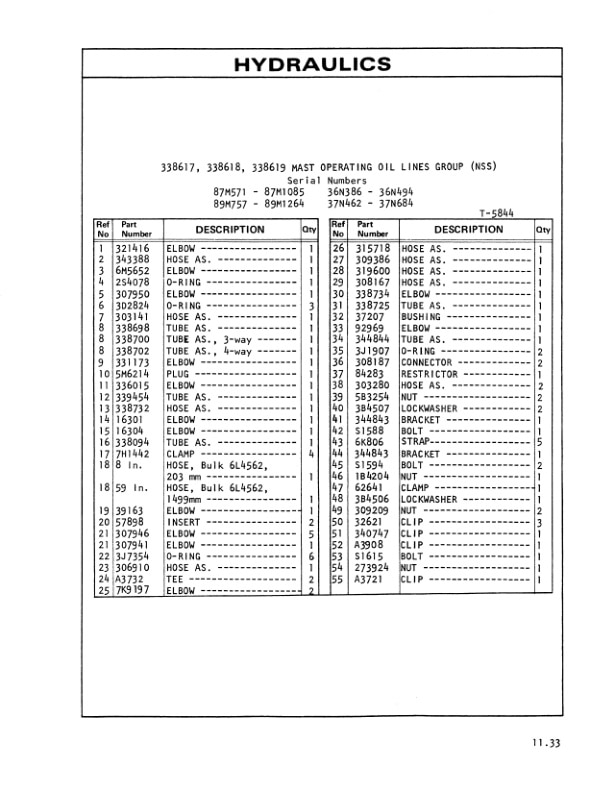 Caterpillar V55B, V60B Lift Trucks Parts Manual UEC0419S-5
